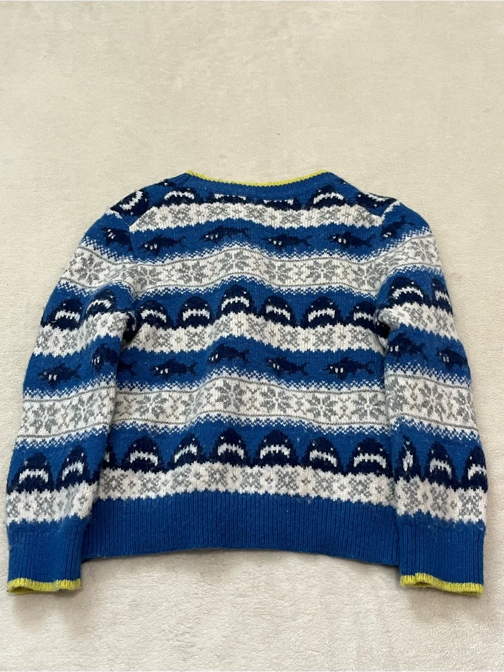 Mini Boden Blue Shark Fair Isles Wool Sweater